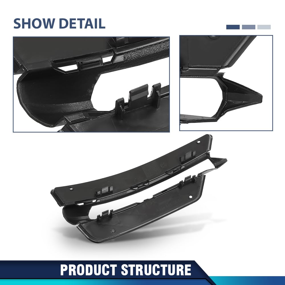 PIT66 Bumper Grille Fog Light Cover Set of 2 LH & RH Plastic Compatible with Benz C250 4Matic Base C300 C350 Sport 2012-2015 2048851453, 2048851353, MB1039126, MB1038126 Black PP