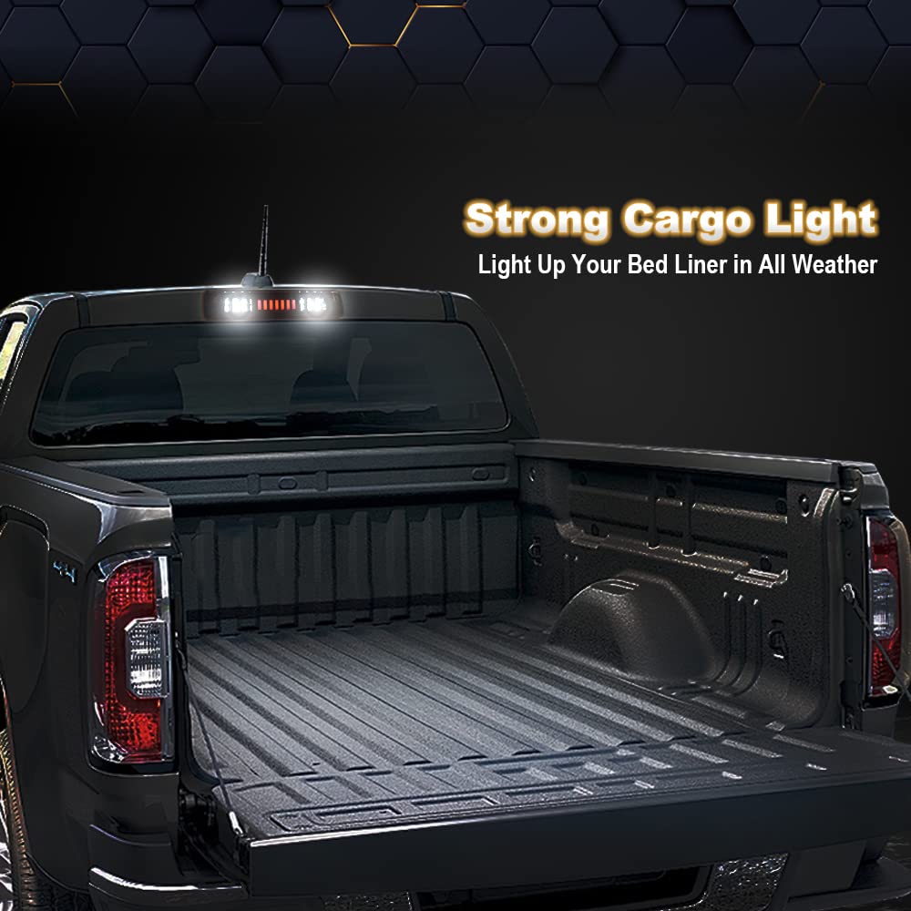 PIT66 3rd Brake Light, Compatible with 2015-2018 Colorado/Canyon I Type Led Bar High Mount Stop Light Rear Tail Cargo Lamps White Cover Black Housing