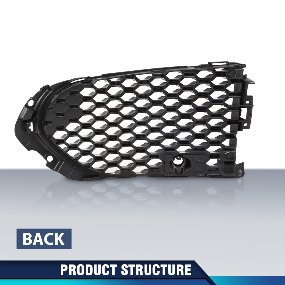 PIT66 Fog Light Cover Front Right Side Compatible with Jaguar F-Pace First Edition 2017, Fit Jaguar F-Pace (submodel: R-Sport, S) 2017-2020, Fit Models with Open Side Mesh T4A6215, JA1039106 Black