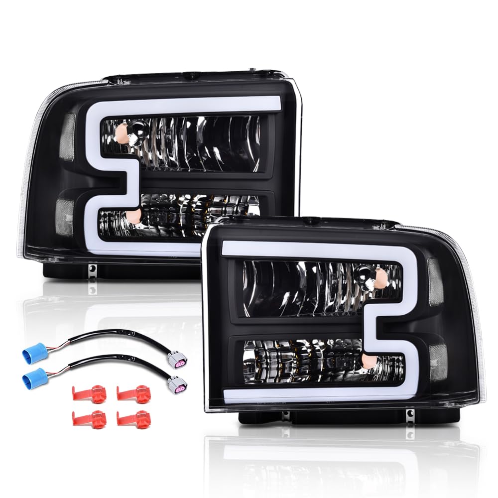 PIT66 LED DRL Headlights Fit 2005-2007 Ford F250 F350 F450 F550 Super Duty