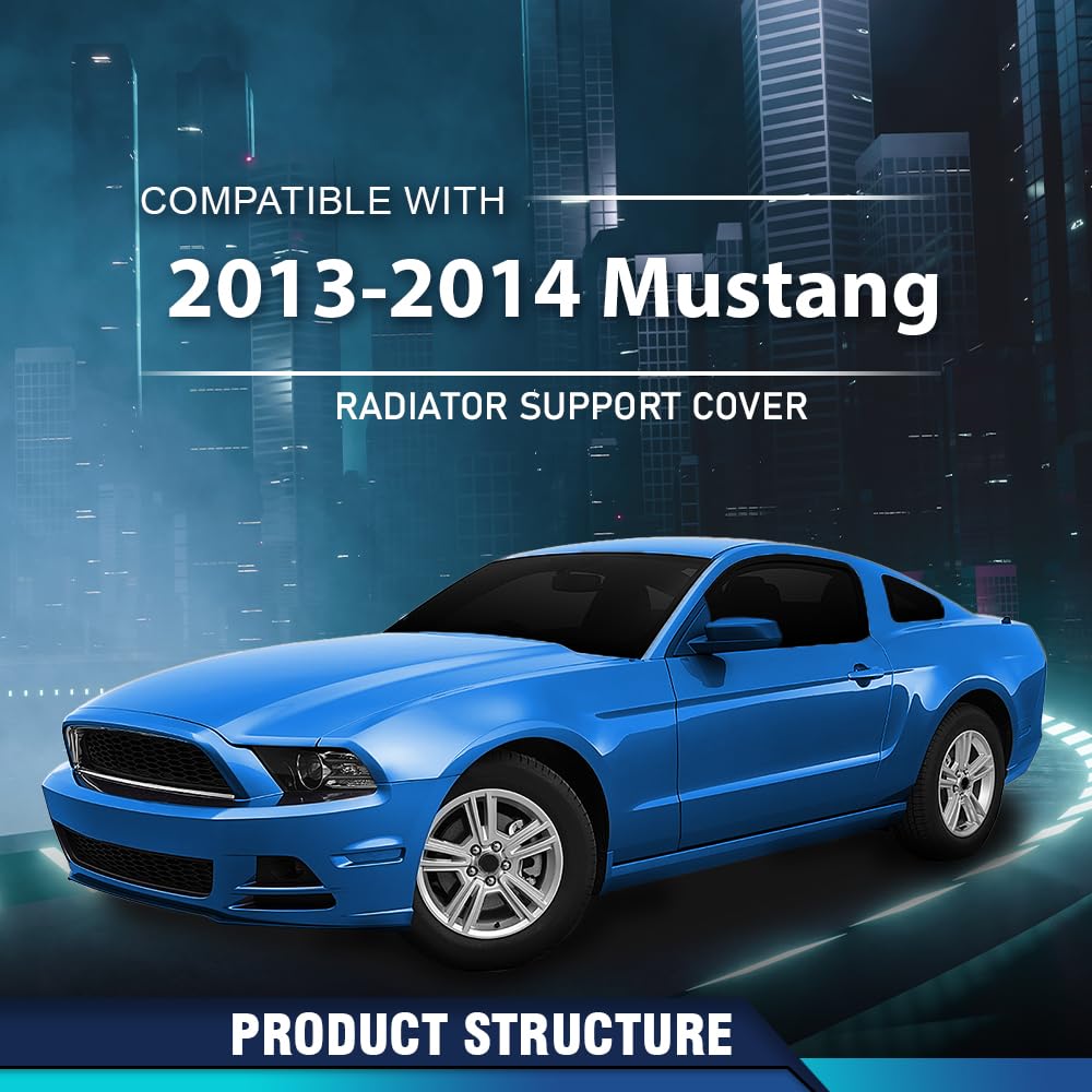 PIT66 Front Radiator Support Cover Compatible with Ford Mustang 2013-2014 DR3Z8C291AA, FO1224113 Black