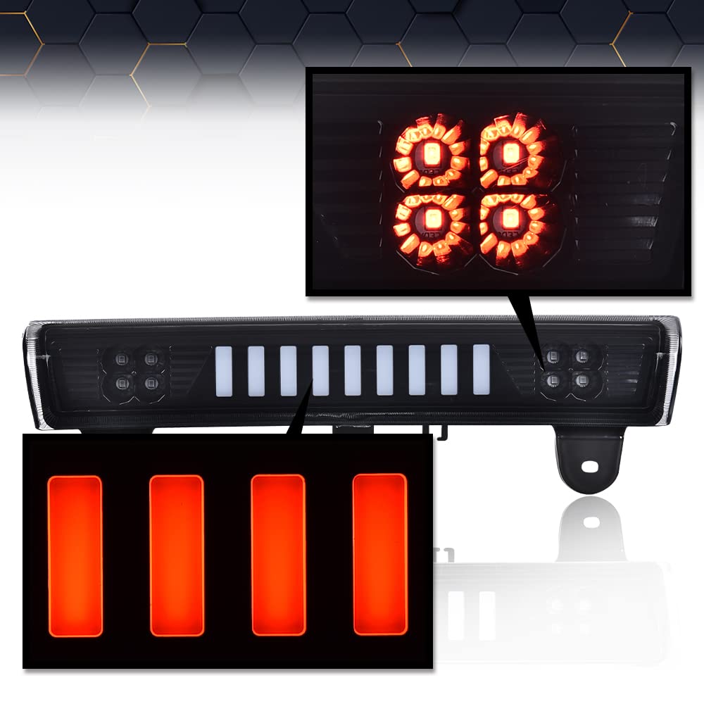 PIT66 LED 3rd Brake Light, Compatible with 2000-2006 Chevy Suburban 1500 2500 Tahoe/2000-2006 GMC Yukon/2000-2006 GMC Yukon XL 1500 2500 High Mount Stop Lamp Smoky Lens Black Housing
