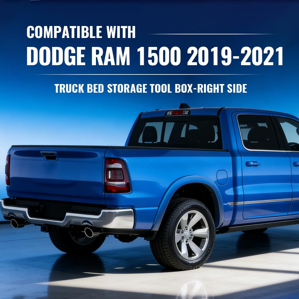 PIT66 Truck Bed Storage Box Compatible with Dodge Ram 1500 2019 2020 2021 Lockable Tool Box Right Passenger Side