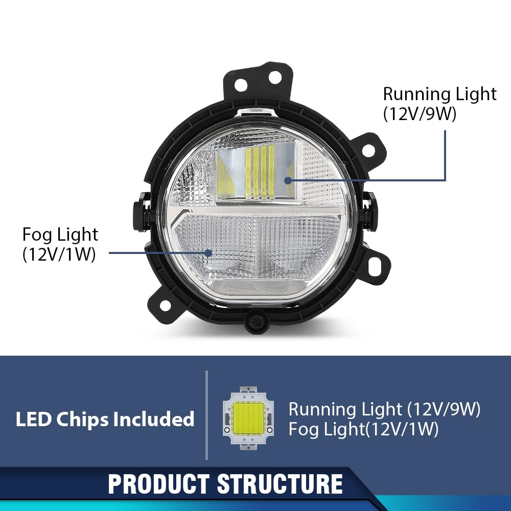 PIT66 LED Front Bumper Left Fog Light Lamp Assembly Compatible with Mini Cooper F54 F55 F56 F57 2014-2021 63177329171 Clear Lens