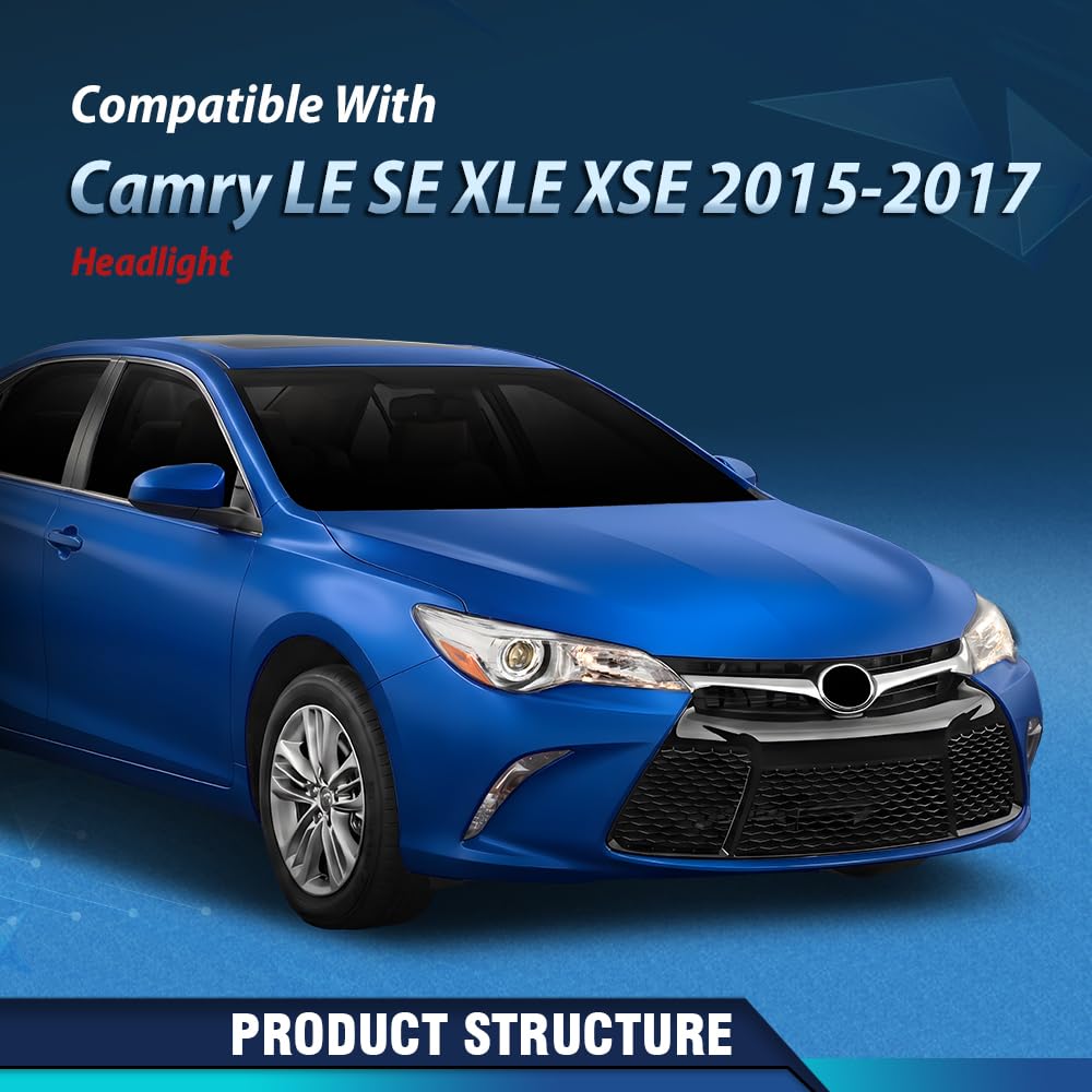 PIT66 Headlight Assembly Fit Toyota Camry LE SE XLE XSE Hybrid 2015-2017