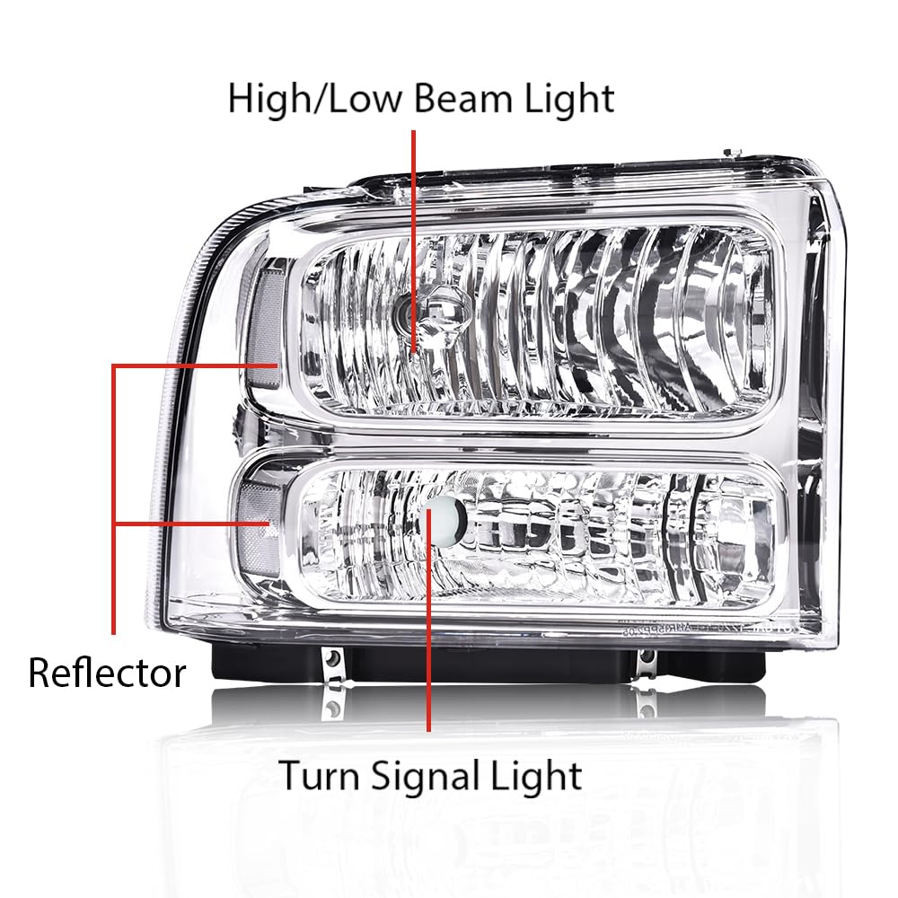 PIT66 Headlights Assembly Fit 1999-2004 Ford F250 F350 F450 F550 Super Duty
