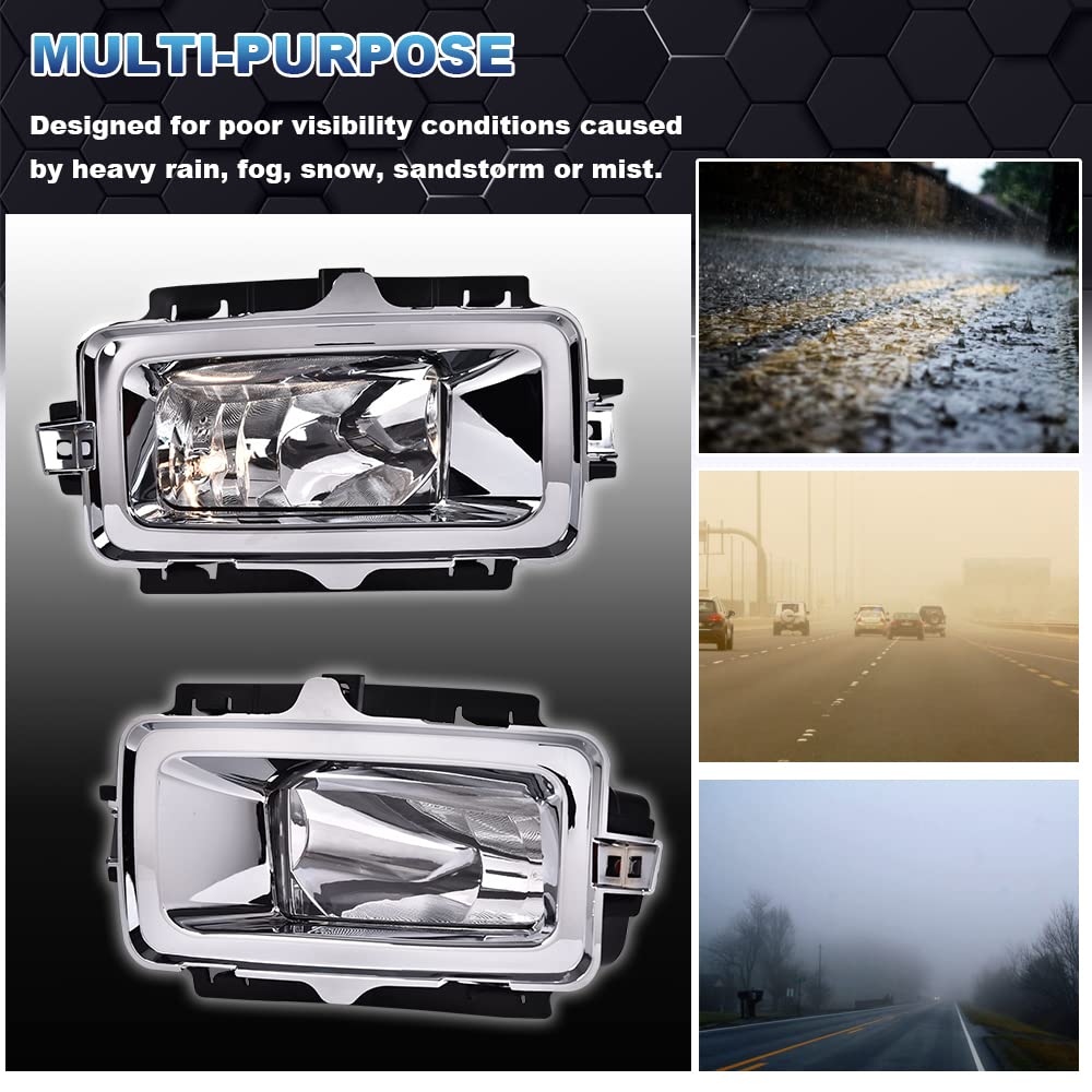 PIT66 Front Bumper Fog Light, Compatible with 2013-2015 Silverado Fog Lamp Assembly Driver & Passenger Side Left/Right Fog Lamp Accessories, faros antiniebla