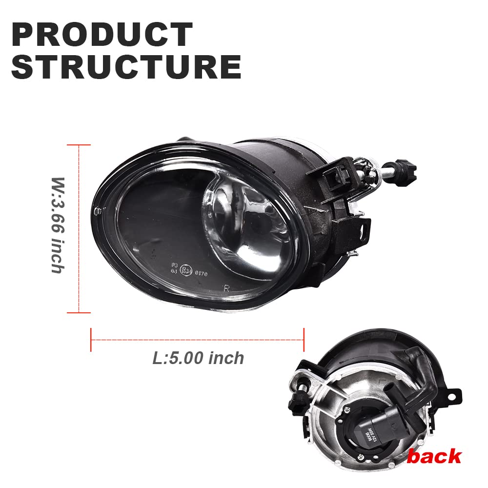 PIT66 Fog Lights, Assembly Left/Right Halogen Clear Lens