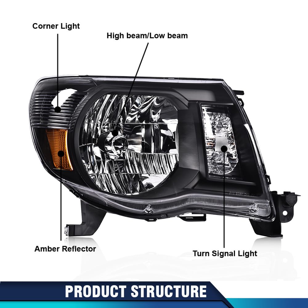 PIT66 Headlights Assembly Fit 2005-2011 Toyota Tacoma