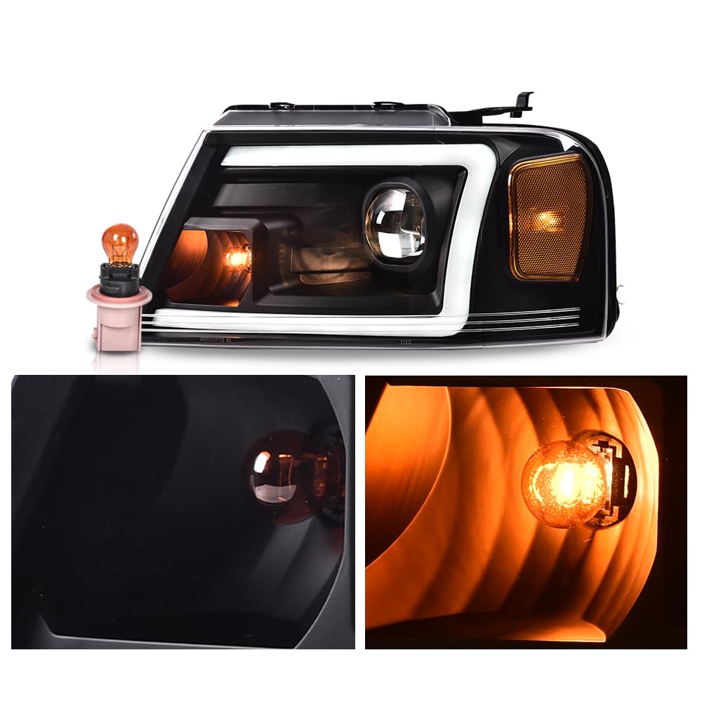 PIT66 Convex LED Projector Headlights Fit 2004-2008 Ford F150