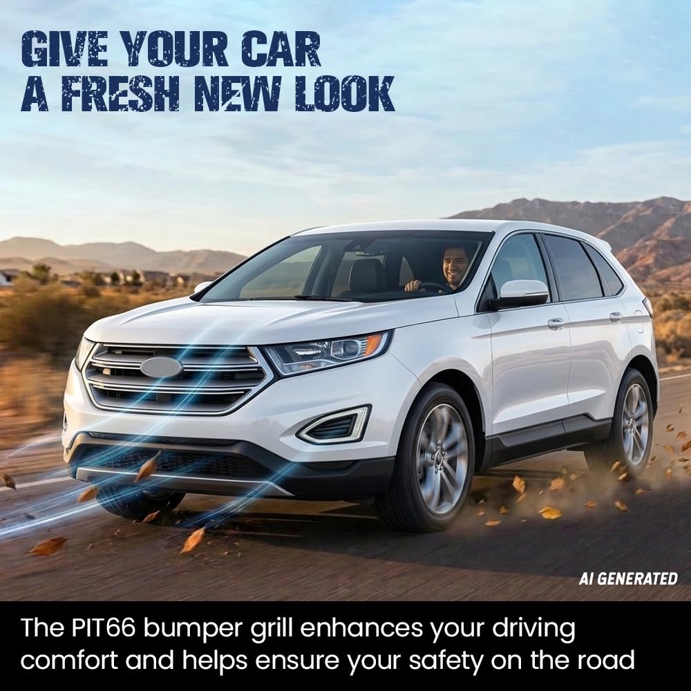 PIT66 Chrome Front Upper Bumper Grille Fit Ford Edge 2015‑2018