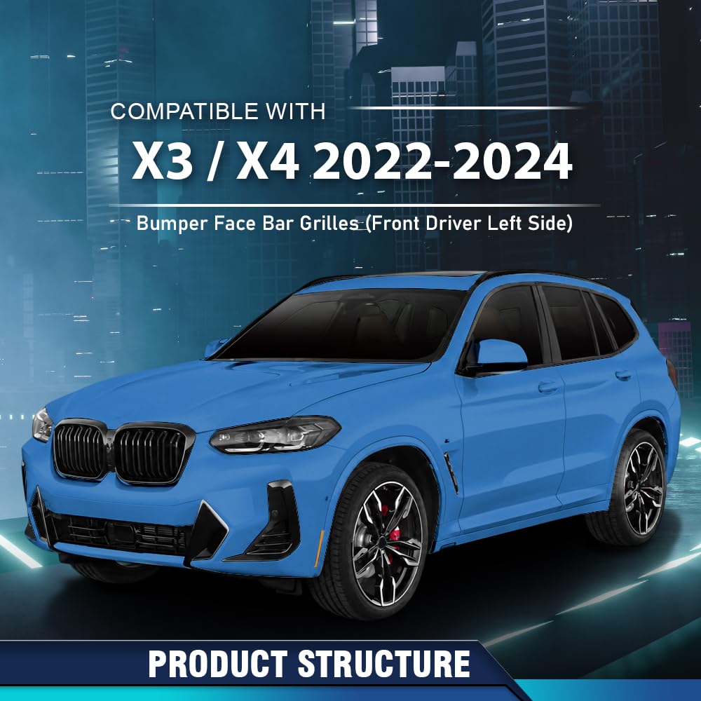 PIT66 Front Left Bumper Face Bar Grille Fit BMW X3 X4 2022-2024