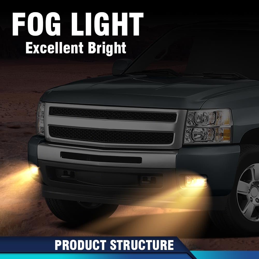 PIT66 Bumper End Caps & Fog Lights, Fit Chevy Silverado 1500 2007-2013