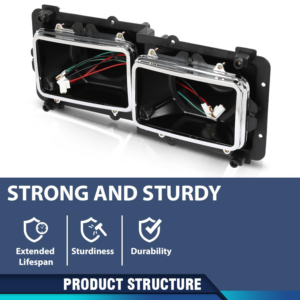 PIT66 Headlight Housing Base Pair Compatible with Freightliner FLD 112 120 Truck 1989-2003 A0615605002, A0615605003 Black