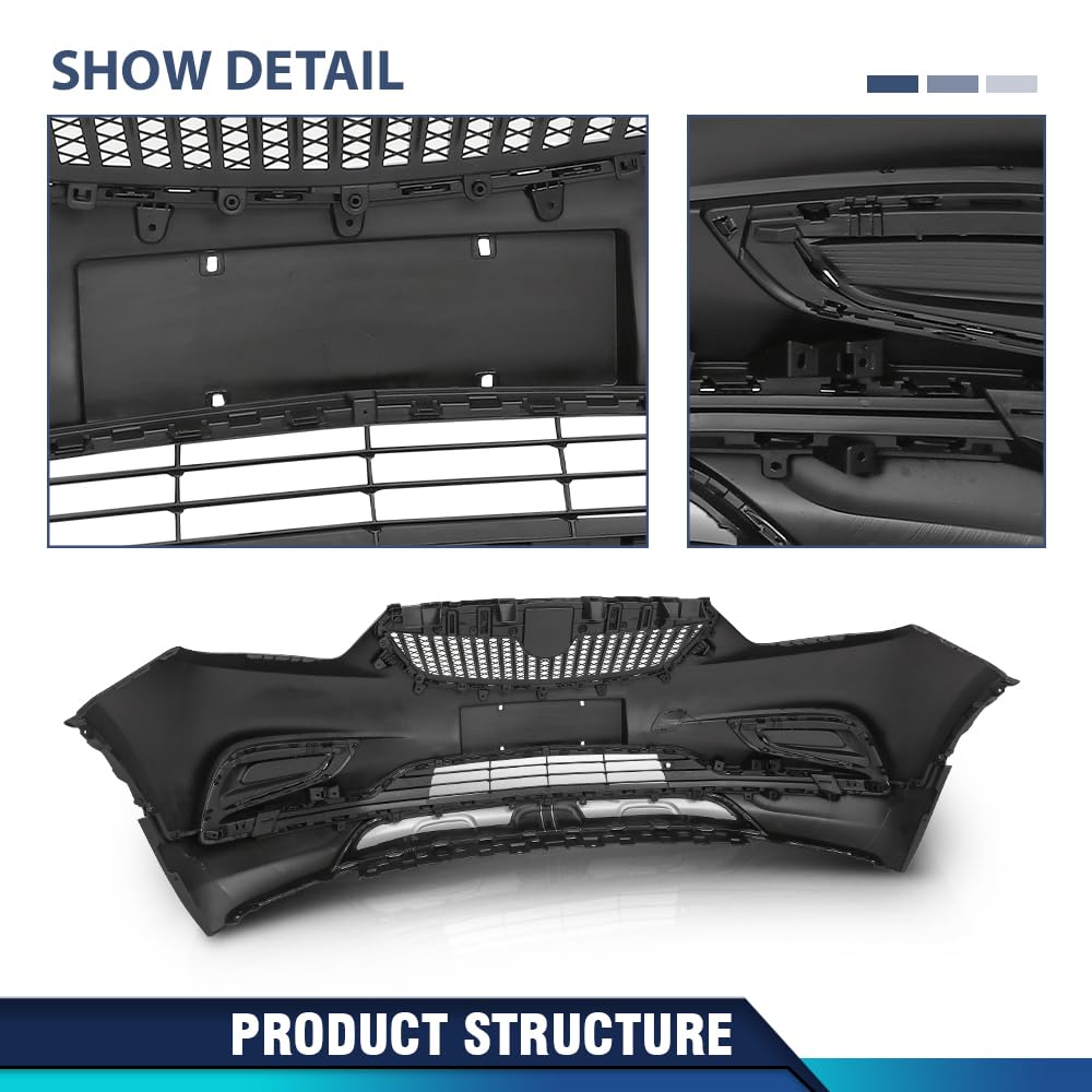 PIT66 Front Bumper Cover Grille Set Fit Buick Encore 2017-2021 Black