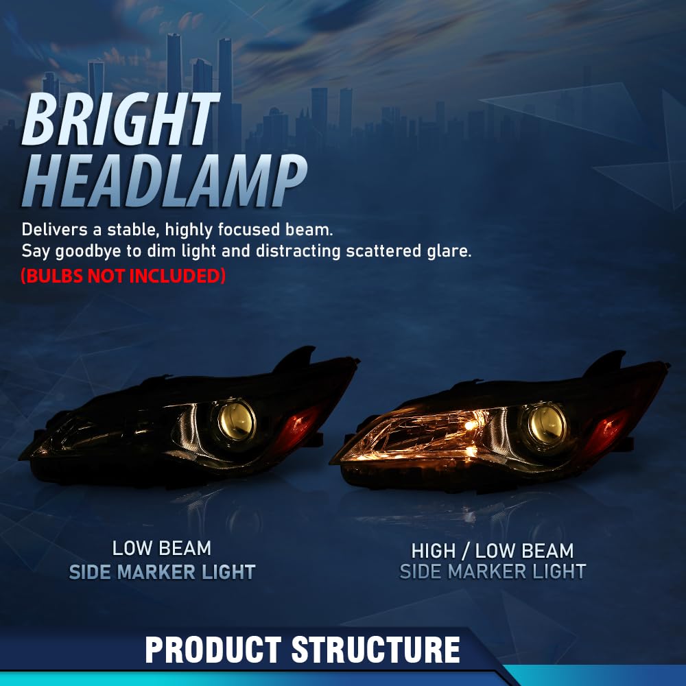 PIT66 Headlight Assembly Fit Toyota Camry LE SE XLE XSE Hybrid 2015-2017