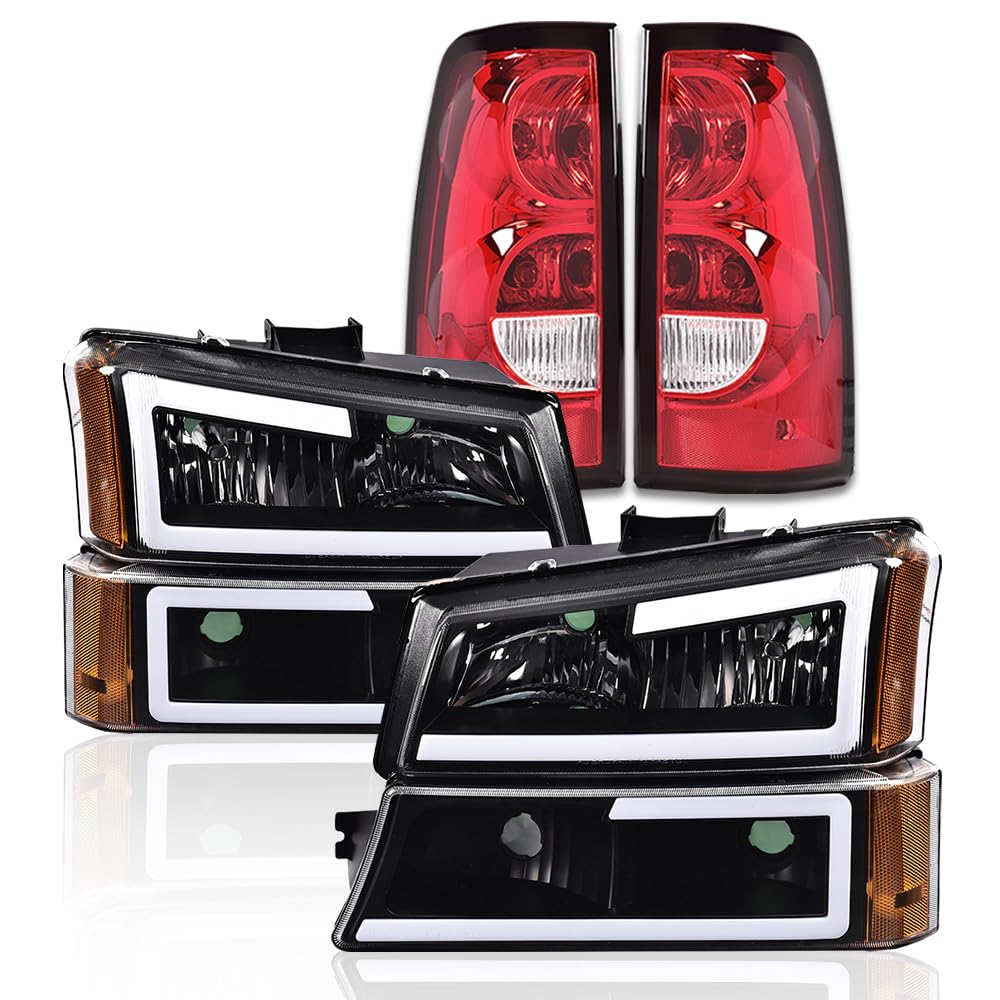 PIT66 LED Headlights Assembly & Tail Lights Fit 2003-2006 Chevy Silverado
