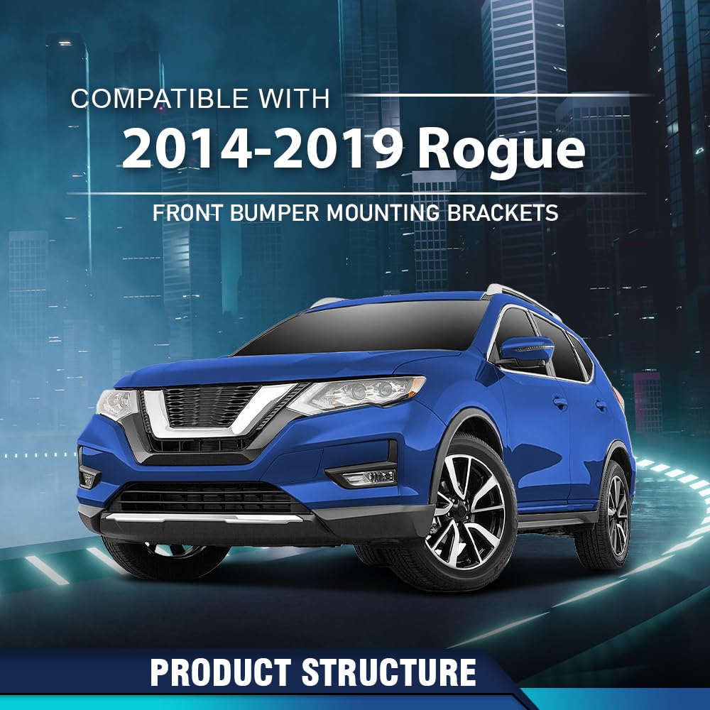PIT66 Black Front Bumper Mounting Brackets Fit Nissan Rogue 2014-2019