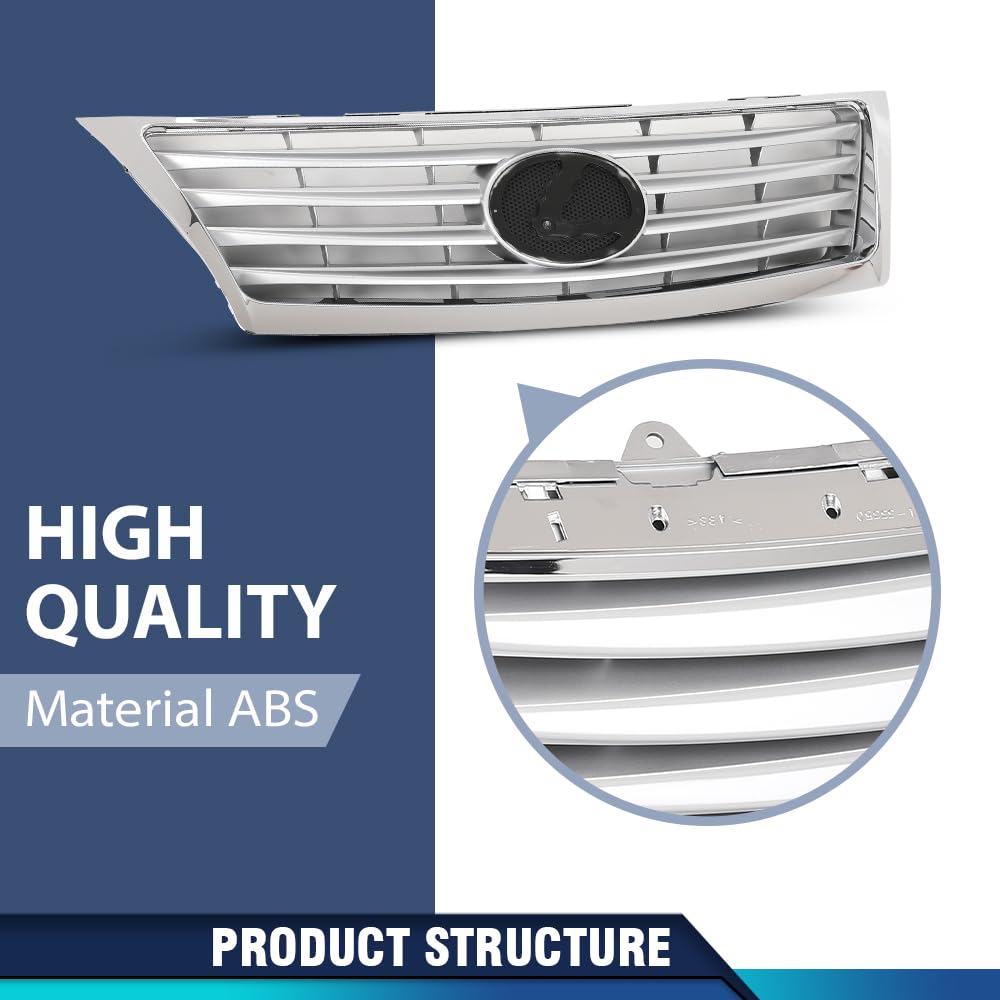 PIT66 Front Bumper Upper Grille & Chrome Molding Trim Fit ES350 2010-2012