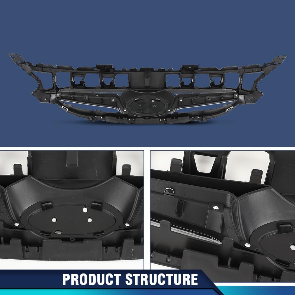PIT66 Front Bumper Upper Grille Fit Accent Sedan Hatchback 2012-2014