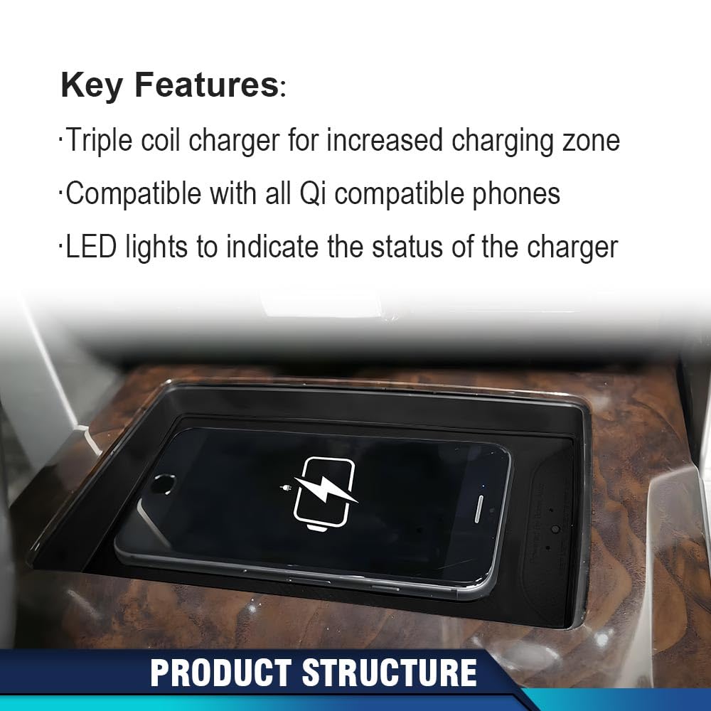 PIT66 Wireless Phone Charging Kit, Compatible with Ford F150 Trucks 2009 2010 2011 2012 2013 2014, Compatible with All Qi-Compatible Phones (Full Console)