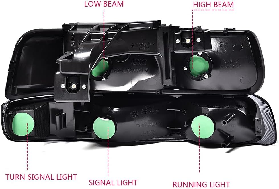 PIT66 Headlight Assembly + LED 3rd Third Brake Light Fit Chevy Silverado 1500 2500 1999 2000 2001 2002/ Fit Silverado 1500HD 2500HD 3500 2001 2002 Halogen Smoky&Red Lens 12210025L, 12210025R