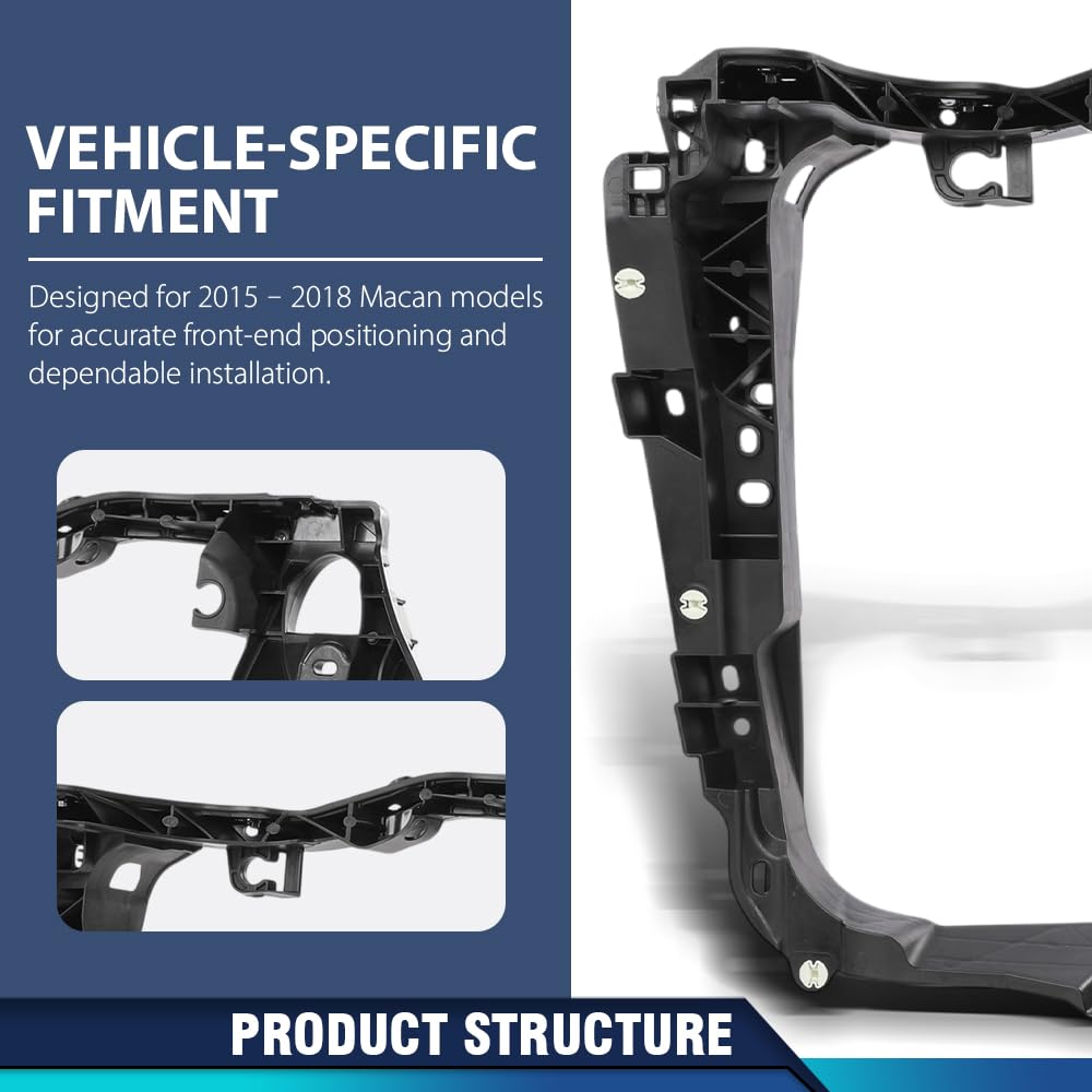 PIT66 Left Intermediate Radiator Support Assembly w/Bracket Compatible with Porsche Macan 2015–2018 OEM 95B805295 Cooling System Support Frame