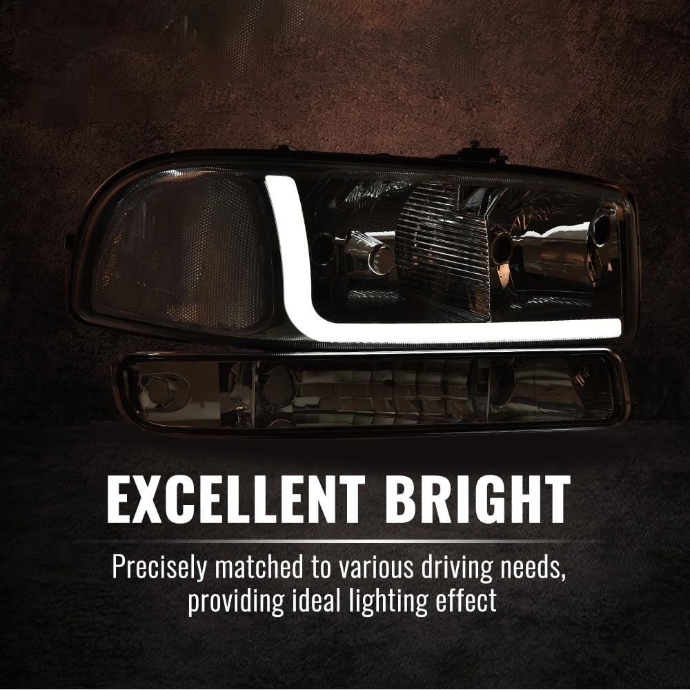 PIT66 LED Clear Headlights Assembly Fit 99-06 GMC Sierra, 00-06 Yukon XL
