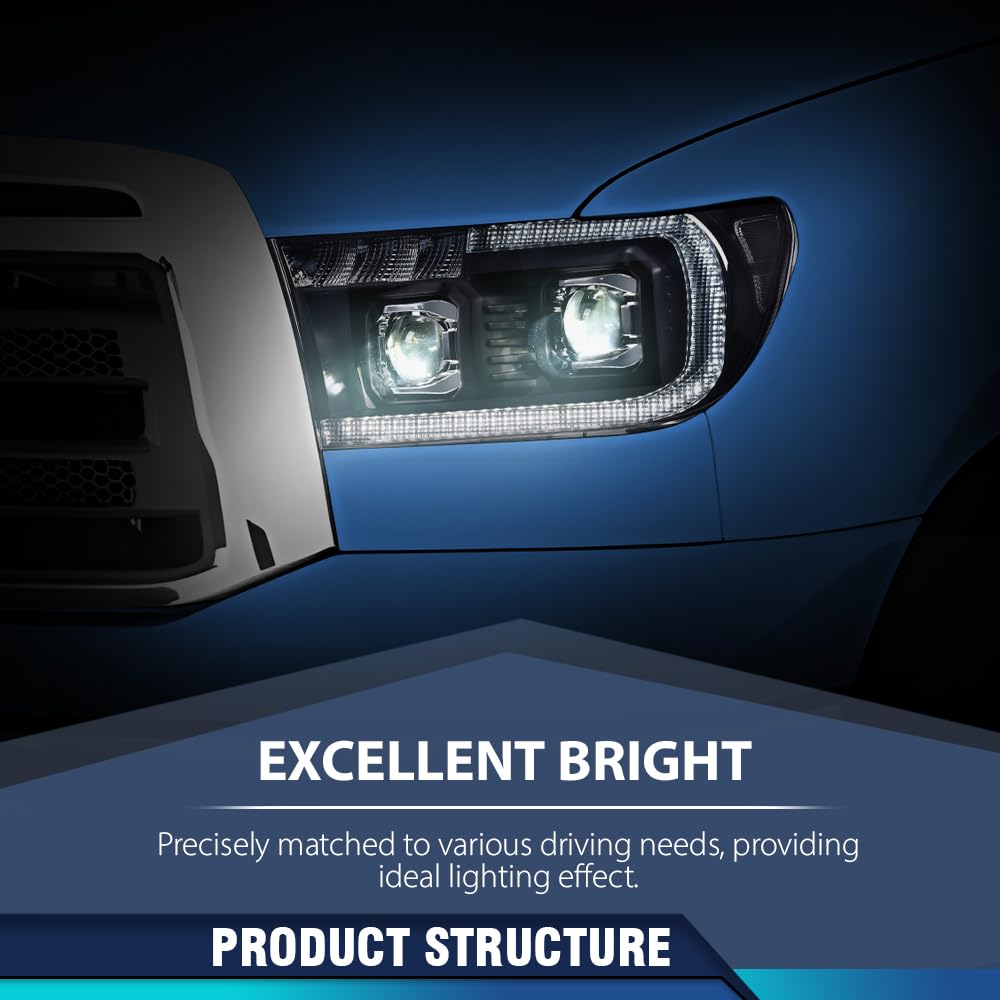 PIT66 Dual Convex LED Projector Headlights Assembly Fit 07-13 Toyota Tundra