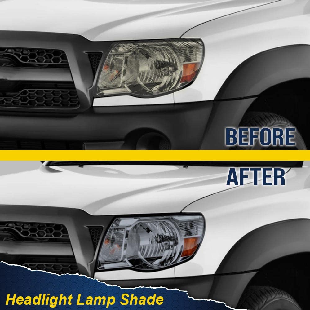 PIT66 Headlight Lens Cover, Compatible with 2005-2011 Toyota Tacoma Smoky