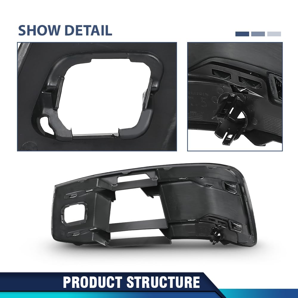 PIT66 Front Bumper Fog Light Grille Cover Bezel Insert Compatible with Audi Q7 Standard Model 2016-2019, NOT Fit For The Model With ACC, NOT Fit For S-line Model 4M0807681T, 4M0807682T Black & Silver