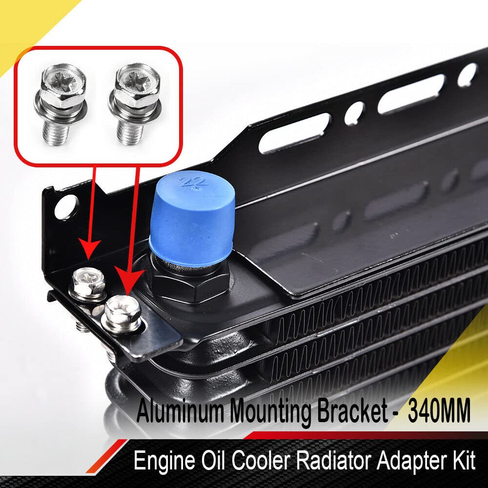 PIT66 340MM Aluminum Mounting Bracket Engine Oil Cooler Radiator Adapter Kit Compatible with Japanese Model（Universal Long-Style，Oil Cooler Not Include ）