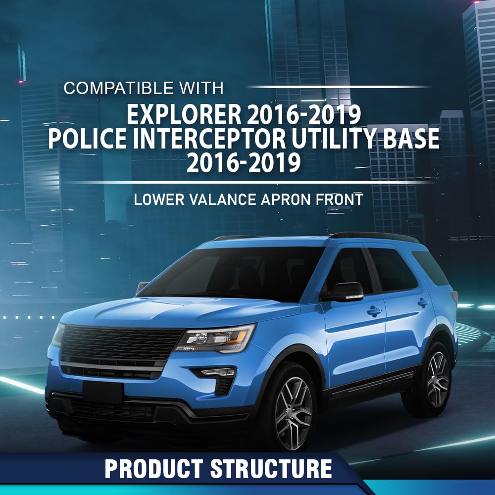 PIT66 Air Dam Deflector Lower Valance Apron Compatible with Ford Explorer 2016-2019 Fit Ford Police Interceptor Utility Base 2016-2019 FB5Z17626BA, FO1095269