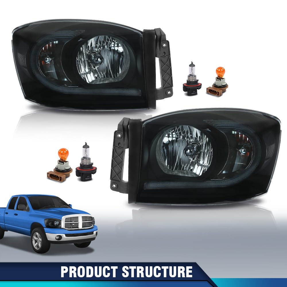 PIT66 LED Light Bar Headlights Assembly Fit 2006-2008 Dodge Ram 1500