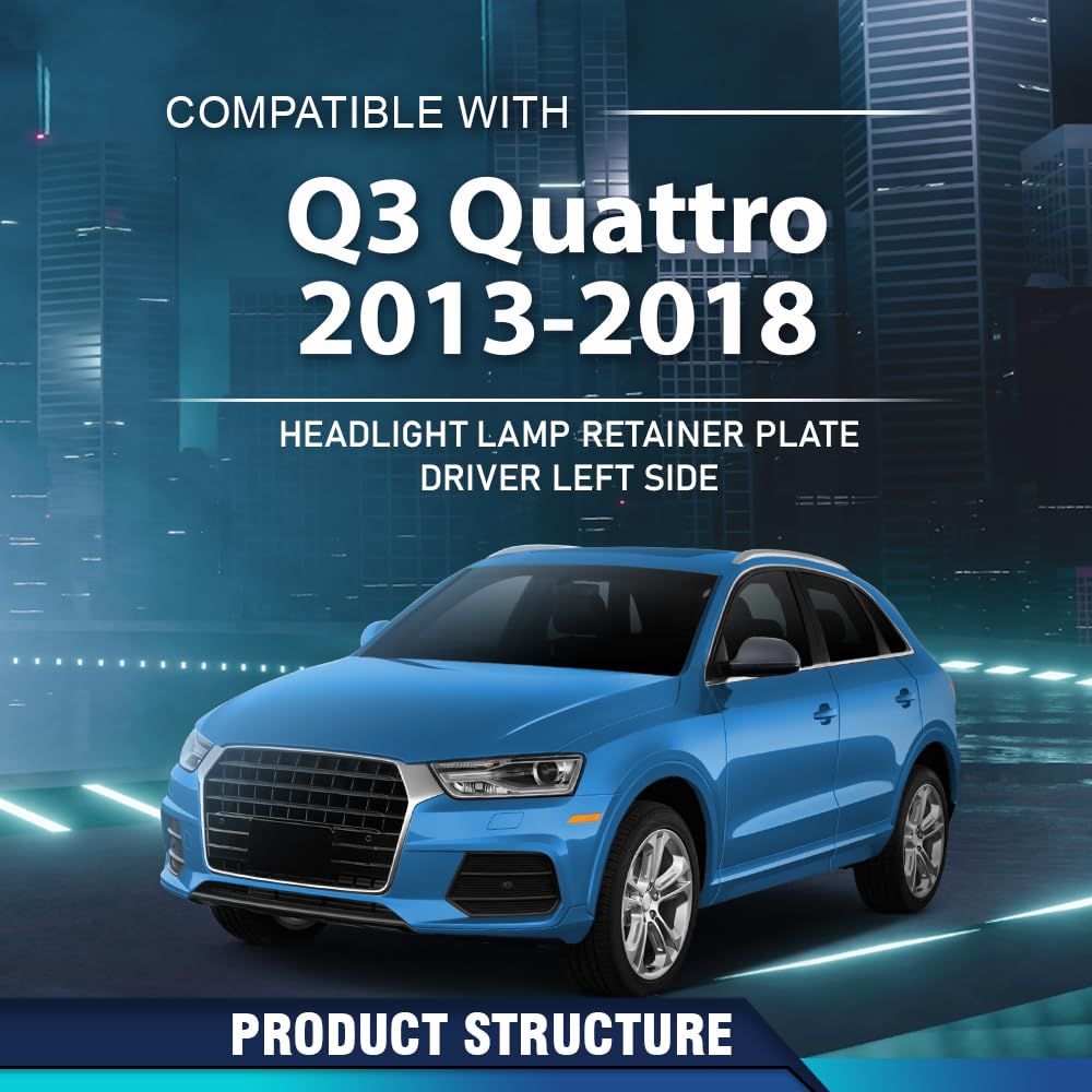 PIT66 Headlight Lamp Retainer Plate Bracket Left Driver Side Compatible with Audi Q3 Quattro 2013-2018 8U0941453 PP Plastic