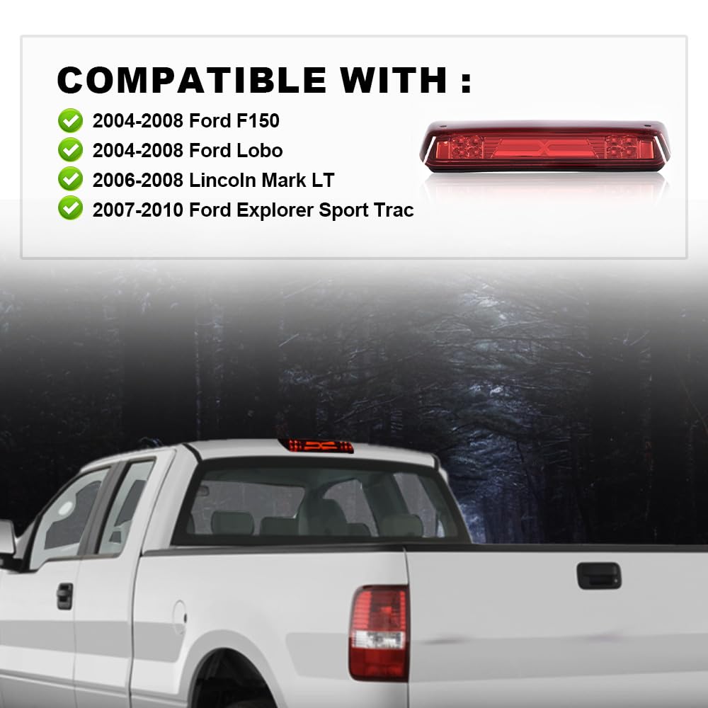 PIT66 LED 3rd Brake Light Fit 2004-2008 Ford F150 X Type Black Housing