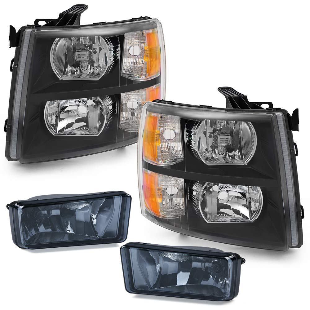PIT66 Headlights & Fog Lights Fit 2007-2014 Chevy Silverado 1500/2500/3500