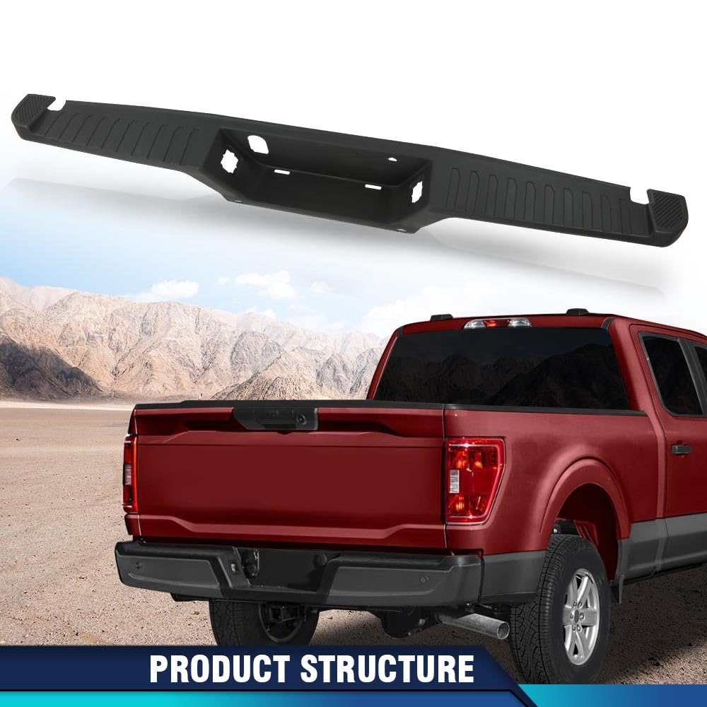 PIT66 Rear Bumper Top Step Pad Cover Compatible with Ford F150 2015-2020 w/Trailer Tow Package and Park Aid Sensor Holes (Sensors not Included) HL3Z17B807BB FO1191143