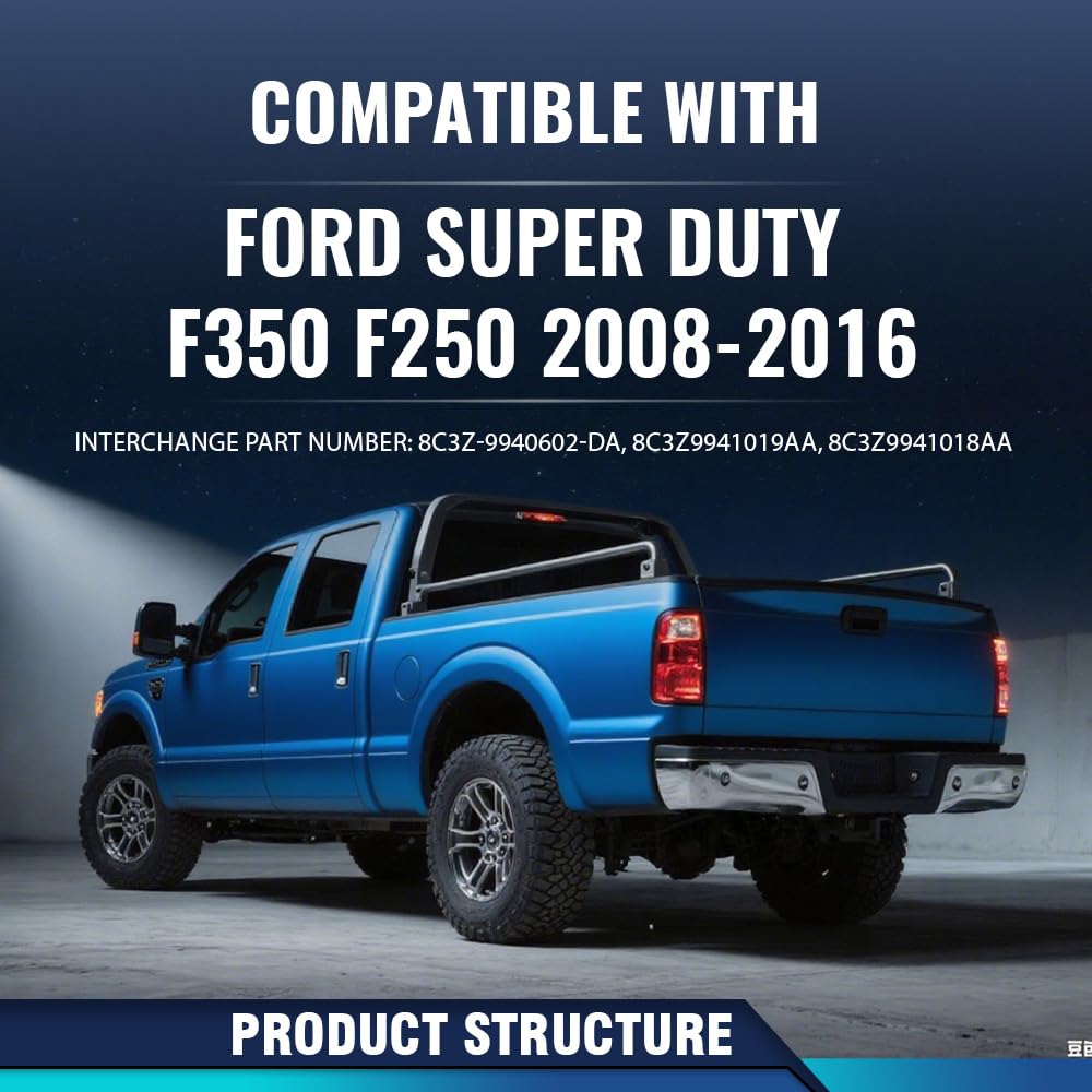 PIT66 3Pcs Flex‑Step Tailgate Molding Trim Fit Ford F250 F350 2008‑2016