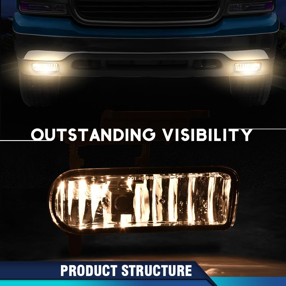 PIT66 Fog Lights, Compatible with 1999-2002 Chevy Silverado 1500 2500