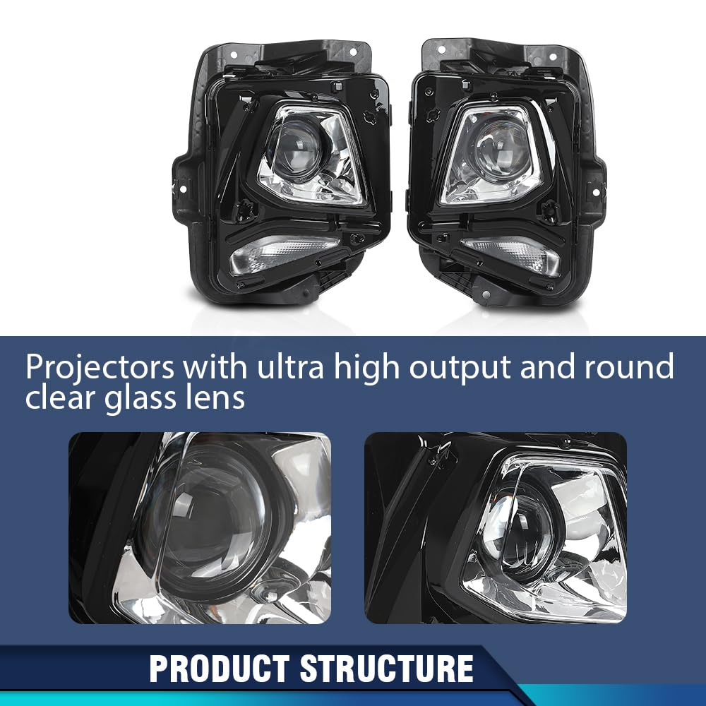PIT66 HID/Xenon Projector Headlights Assembly Headlamps Pair w/o Ballast & D3S Bulb Compatible with Chevy Blazer 2019-2021 (Not fit Models with Factory LED Headlight) Clear Lens Chrome Housing