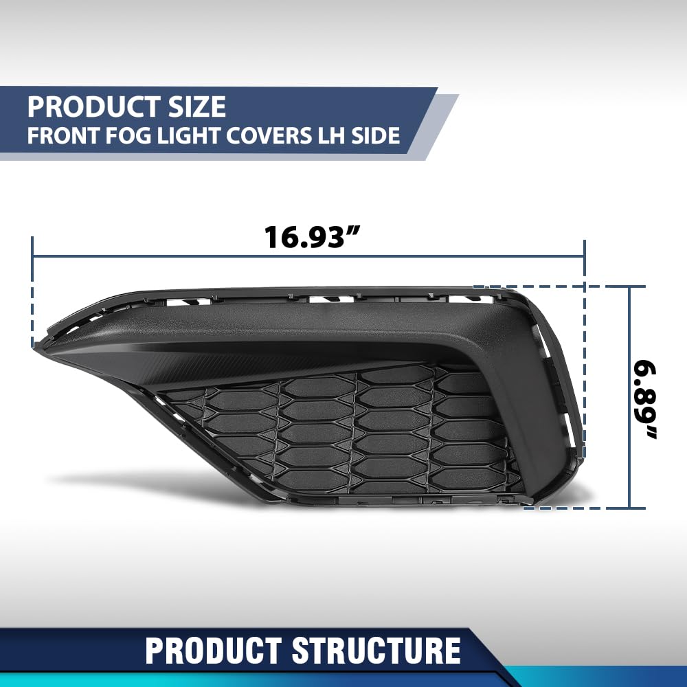 PIT66 Front Fog Light Cover Driver Left Side 1 PC, FO1038237 Black