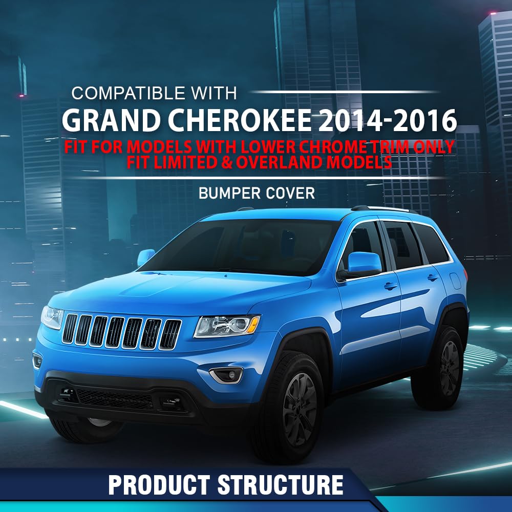 PIT66 Front Lower Bumper Cover Fit Jeep Grand Cherokee 2014-2016 Black