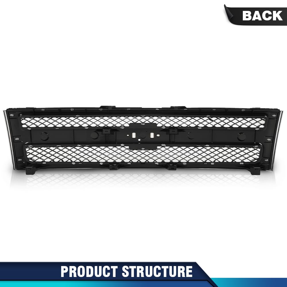 PIT66 Grille Fit Chevy Silverado 1500 2007-2013 Chrome Shell w/Black Insert