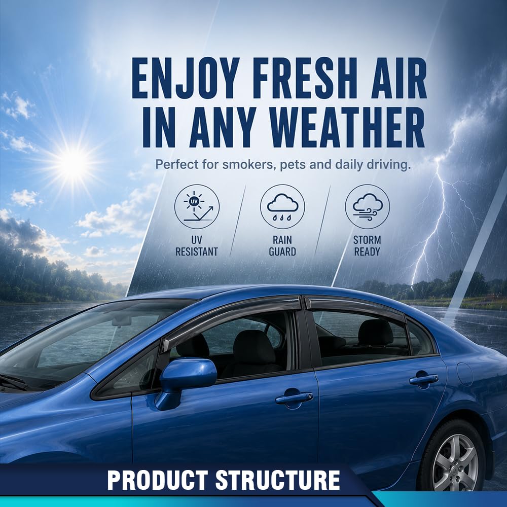 PIT66 Window Visors Rain Guards PMMA 4PCS Smoke