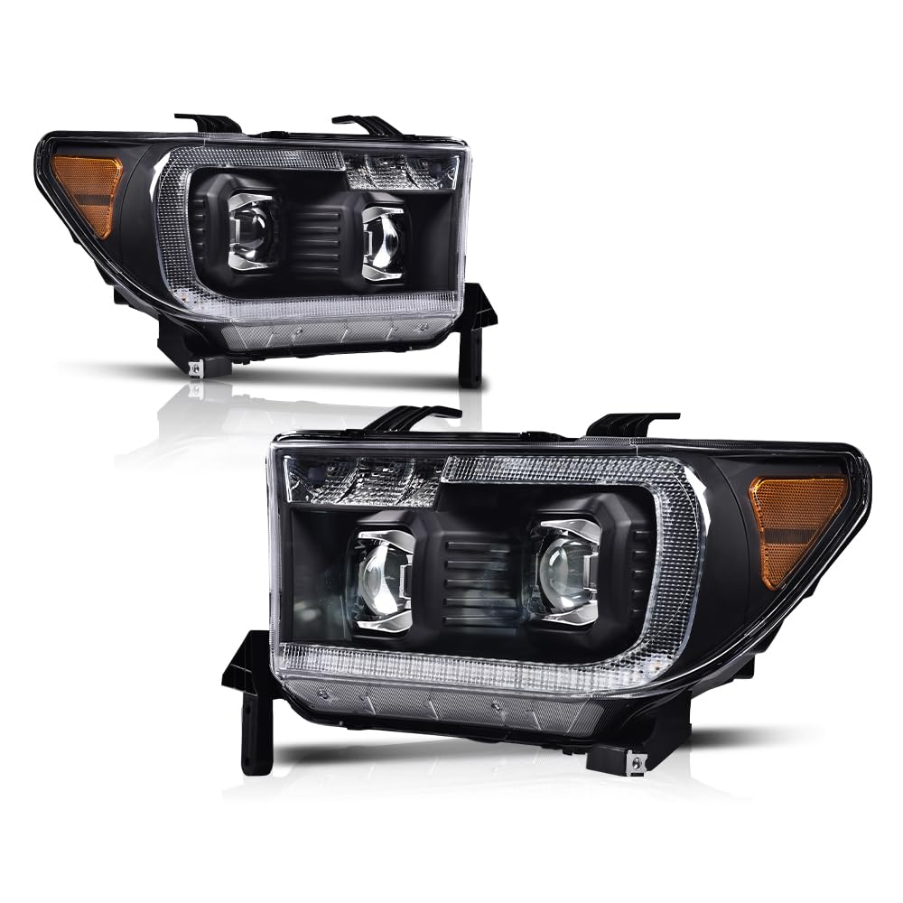 PIT66 Dual Convex LED Projector Headlights Assembly Fit 07-13 Toyota Tundra