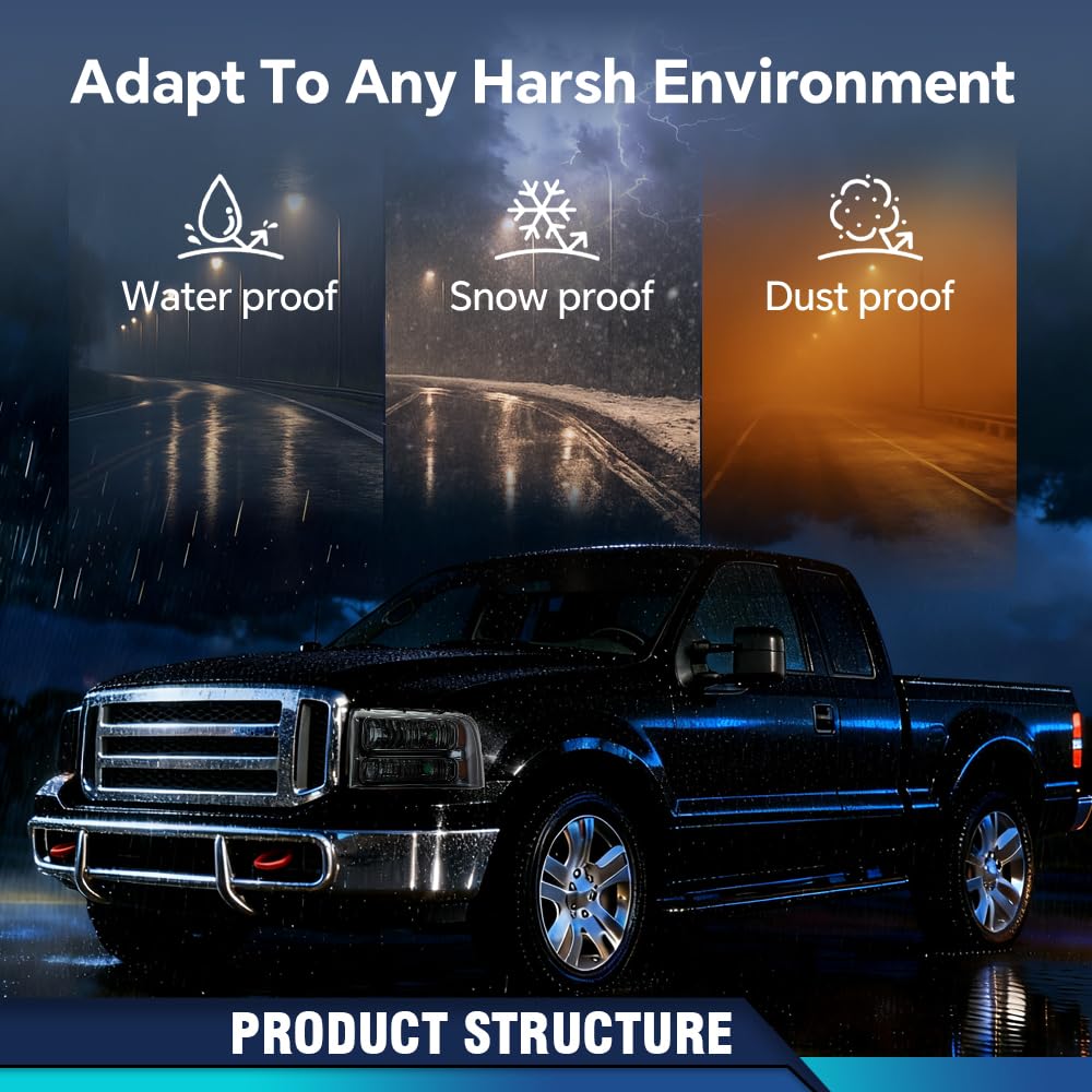 PIT66 Headlights Fit 2005-2007 Ford F250 F350 F450 F550 Super Duty