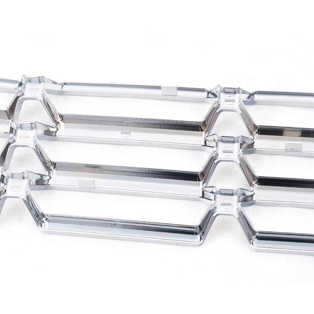 PIT66 1Pc Chrome Lower Bumper Grille Skin Guard Snap On Insert Compatible with Chevy 2016-2018 Silverado 1500 Grill