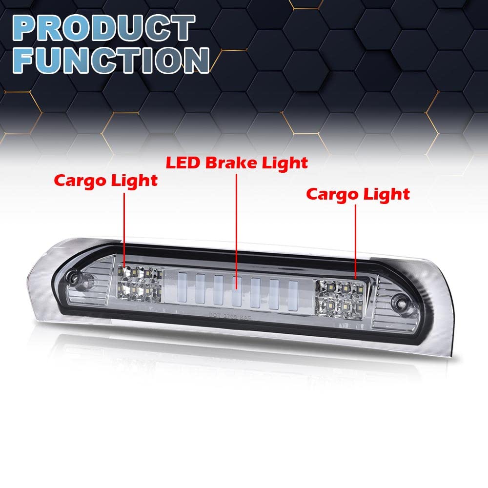 PIT66 LED 3rd Brake Light Fit Dodge Ram 1500 2002-2008 Chrome Housing