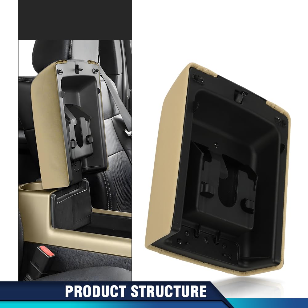 PIT66 Armrest Lid Cover Center Console Lid, Fit 2004-2008 Ford F150, Beige
